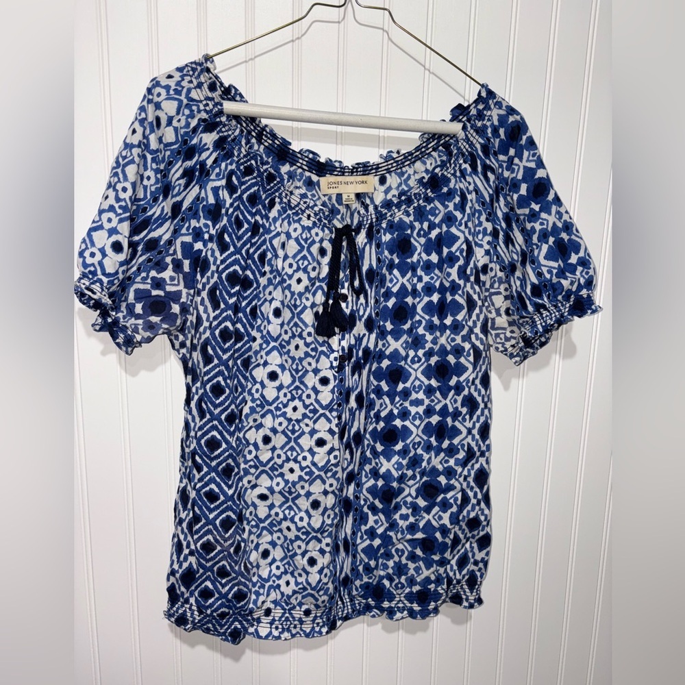 Jones New York Boho Coastal Blouse| Size Medium